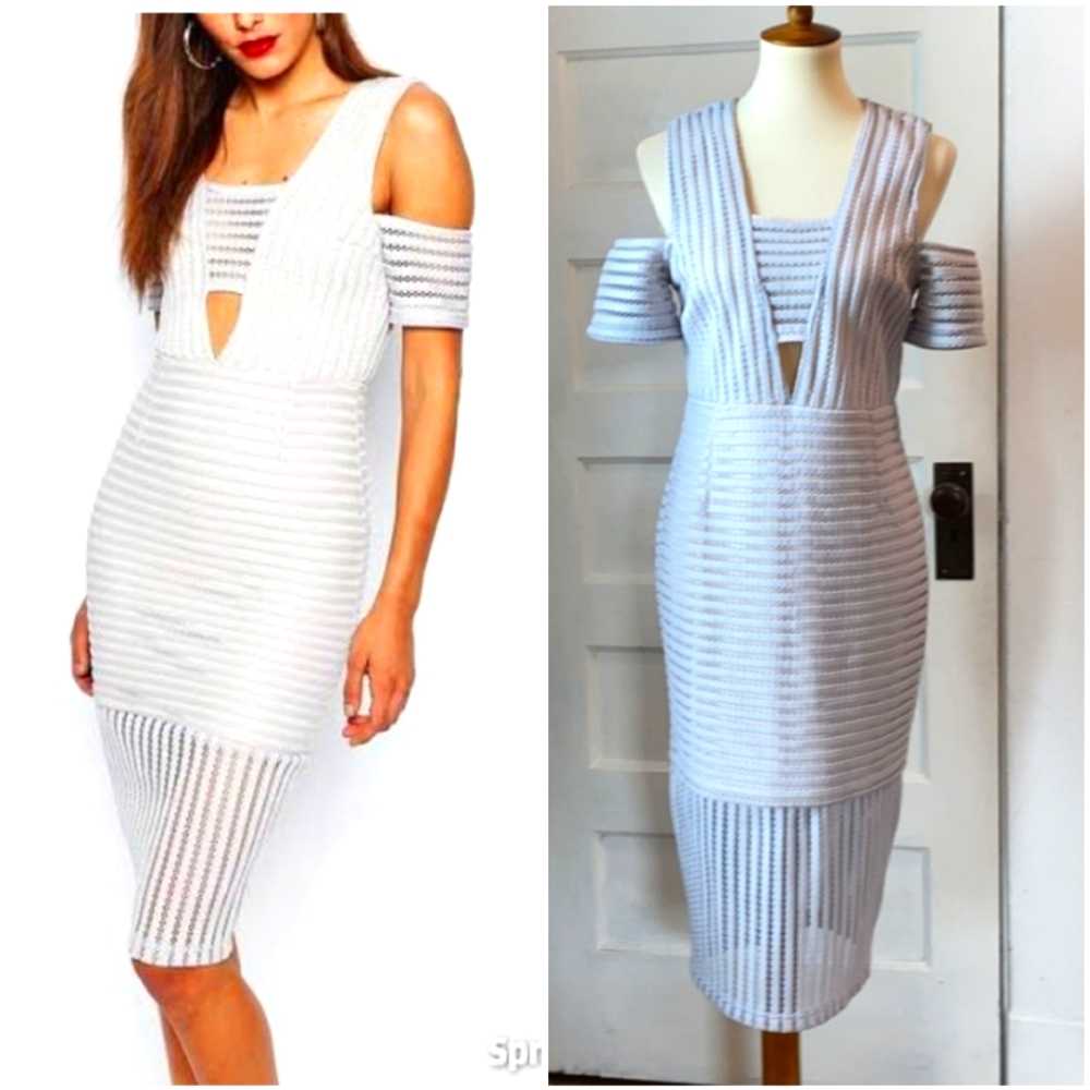 Missguided Gray Cold Shoulder Dress, Size 14